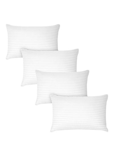 4-Piece Solid Bed Pillow Microfiber White 90x50cm