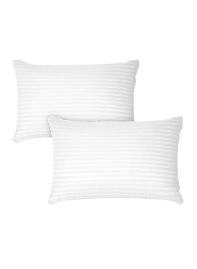 2- Piece Comfortable Strip Pillow Microfiber White 90x50centimeter