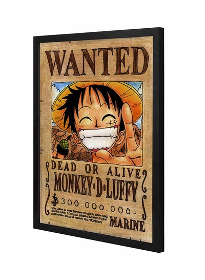Wanted Post Pan Wooden Frame Wall Art Painting Multicolour 43x53centimeter