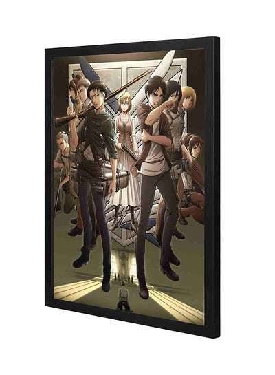 Attack In Titan Wooden Framed Wall Art Painting Multicolour 43x53centimeter