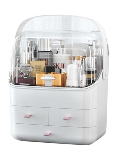 Makeup Organizer Box White/Clear/Pink