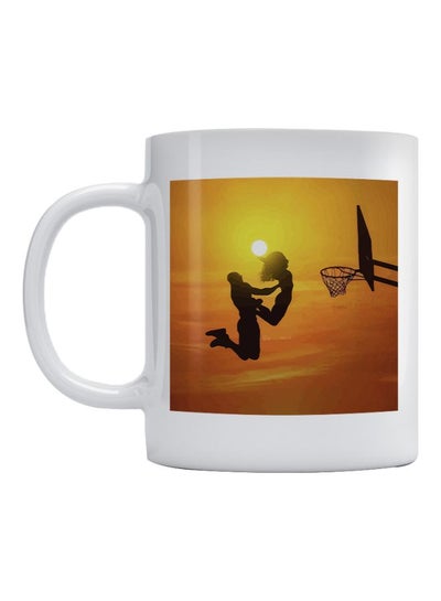 Basketball Lovers Printed Mug White/Orange/Black