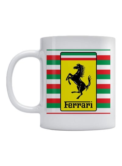 Ferrari Logo Printed Ceramic Coffee Mug White/Yellow/Red 350ml