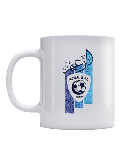 Al-Hilal Football Club Printed Ceramic Mug White/Blue/Black 350ml