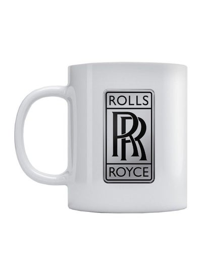Rolls Royce Logo Printed Coffee Mug White/Black/Grey 350ml