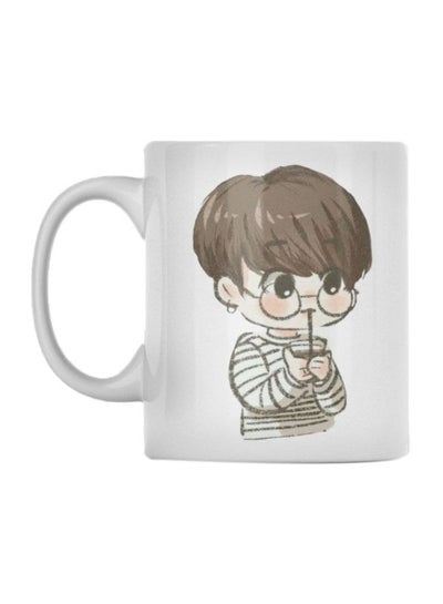 BTS Printed Coffee Mug White/Brown/Grey 350ml