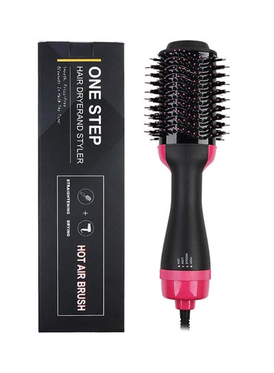One-Step Hair Blow Tangle Comb And Dryer Black/Pink 35 x 10centimeter