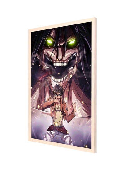 Attack On Titan Framed Wall Painting Brown/White/Green 73x53centimeter