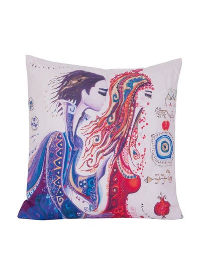 Printed Decorative Pillow White/Blue/Red 40x40centimeter