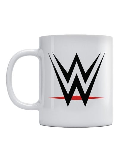 WWE Logo Printed Ceramic Coffee Mug White/Black/Red 350ml