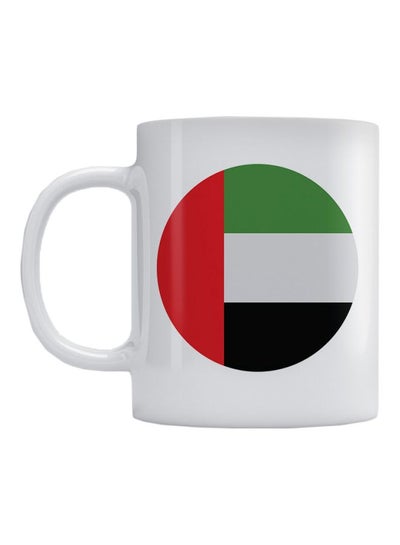 UAE Flag Printed Ceramic Mug White/Red/Green 350ml