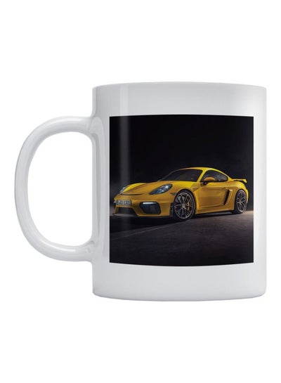 Porsche Printed Ceramic Mug White/Yellow/Black 350ml