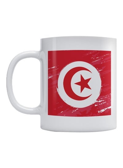 Tunis Flag Printed Coffee Mug White/Red 350ml