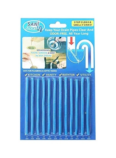 12-Piece Drain Cleaner Tool Set Blue 6.3inch