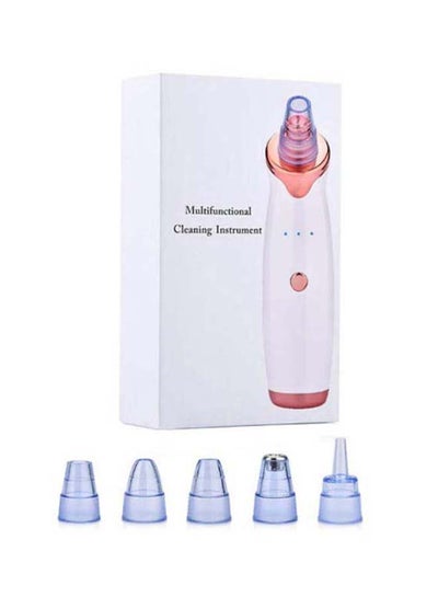 5-In-1 Blackhead And Acne Remover Vacuum Cleaning Instrument White/Rose Gold/Clear 10centimeter