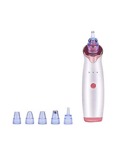 5-In-1 Blackhead And Acne Remover Vacuum Cleaning Instrument White/Rose Gold/Clear 10centimeter