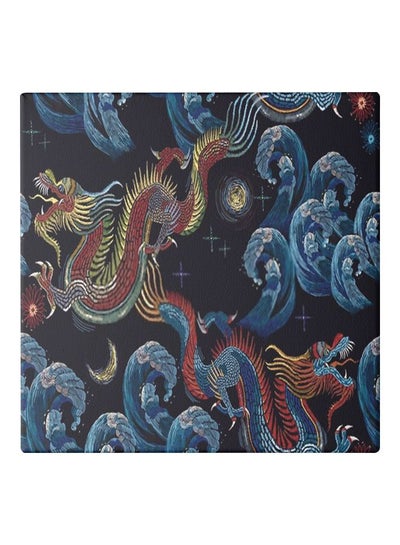 Chinese Dragon Themed Canvas Painting With Frame Blue/Red/Black 50x50centimeter