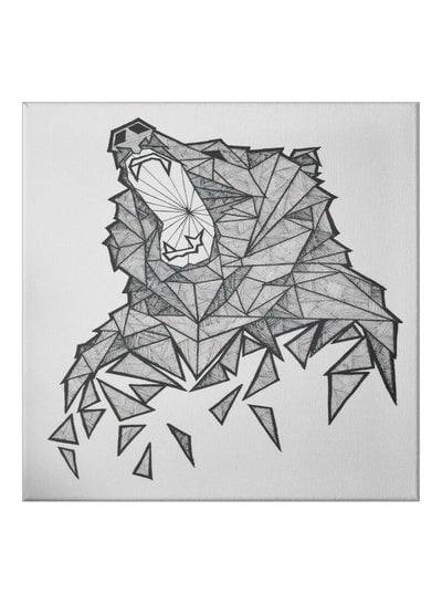 Bear Loose Pieces Themed Canvas Painting With Frame Grey/Black/White 50x50centimeter