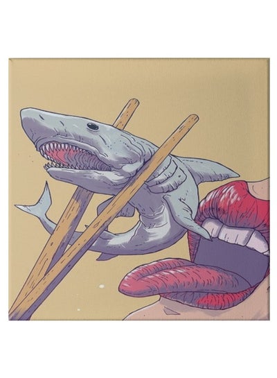 Shark Animation Pattern Hidden Frame Canvas Wall Painting Multicolour 50 x 50centimeter