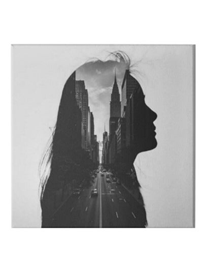City Girl Hidden Frame Canvas Wall Painting White/Grey/Black 50 x 50centimeter