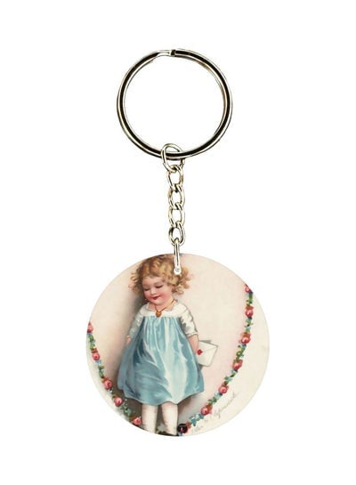 Girl With A Letter Printed Keychain
