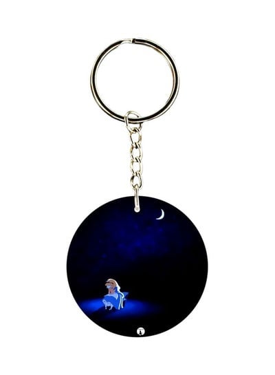 Girl And The Moon Printed Keychain