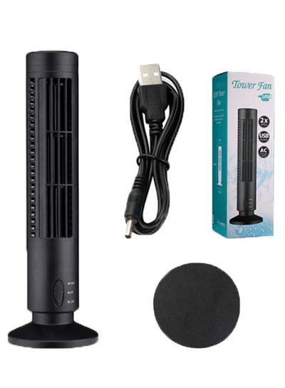 Portable Quiet Bladeless Tower Fan With USB Cable H32038B_JX Black/Silver