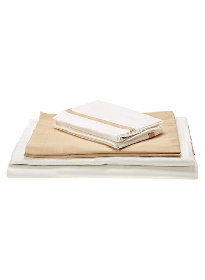 6-Piece Basic Mink Eco Large Duvet Set Cotton White/Beige 280 x 280centimeter