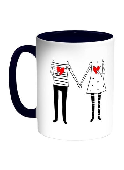 Romantic Couple Printed Coffee Mug Dark Blue/White/Black 325ml