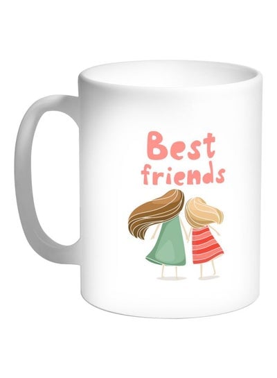 Best Friends Printed Coffee Mug White/Pink/Green 325ml