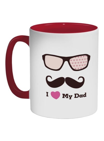 I Love My Dad Printed Coffee Mug Red/White/Black 325ml