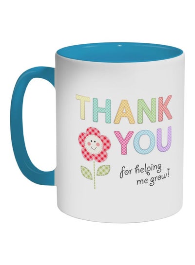 Thank You For Helping Me Grow Printed Coffee Mug Blue/White/Pink 325ml