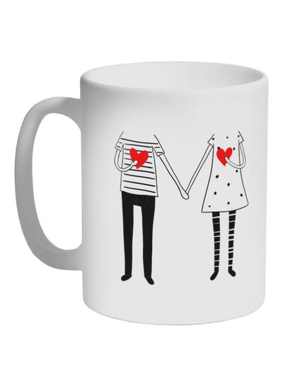 Romantic Couple Printed Coffee Mug White/Black/Red 11ounce