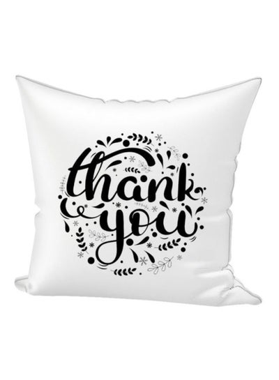 Thank You Printed Throw Pillow White/Black 40x40centimeter