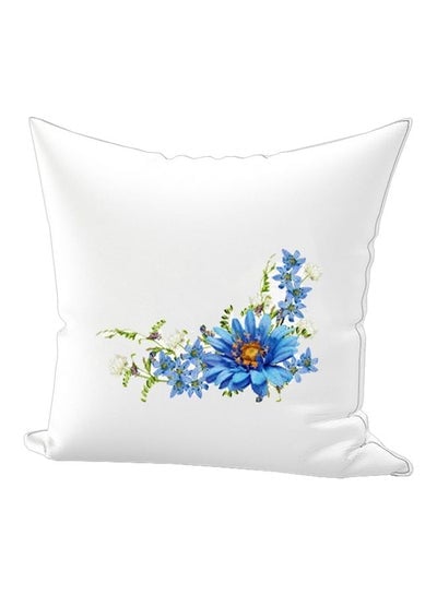 Flower Printed Cushion Cotton White/Blue/Green 45x45centimeter
