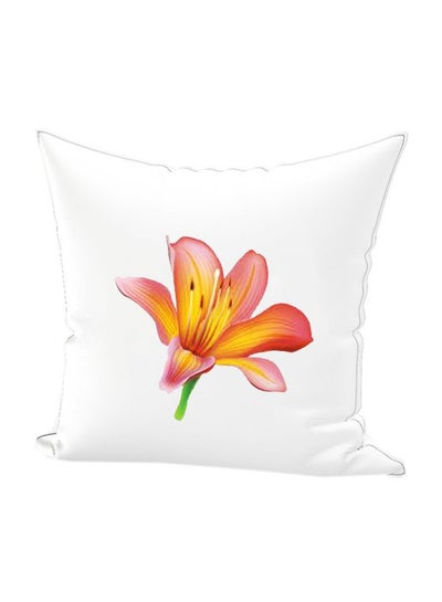 Flowers Printed  Cushion Cotton White/Yellow/Pink 45x45centimeter