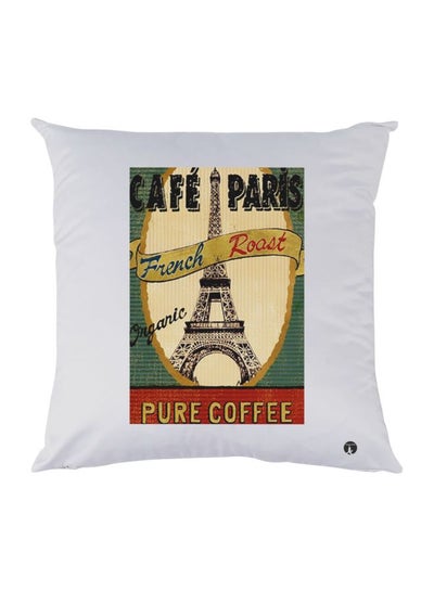 Eiffel Tower Printed Decorative Throw Pillow White/Green/Brown 30x30cm