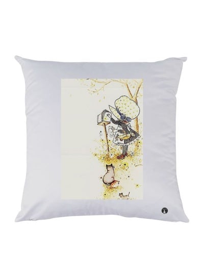 Cartoon Printed Decorative Throw Pillow White/Beige/Black 30x30cm