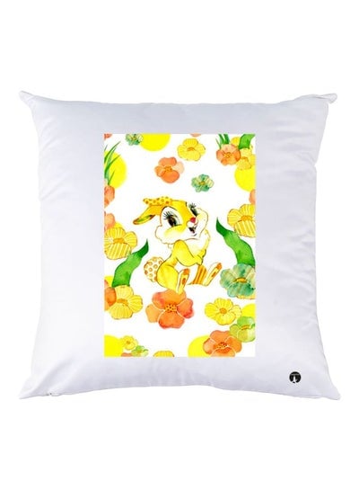 Cartoon Rabbit Printed Decorative Throw Pillow White/Yellow/Green 30x30cm