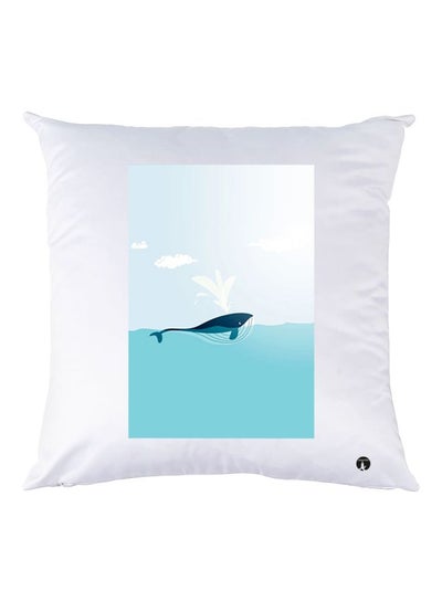 Cartoon Shark Printed Decorative Throw Pillow White/Blue 30x30cm