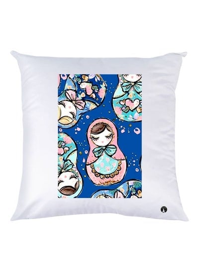 Cartoon Printed Decorative Throw Pillow White/Blue/Pink 30x30cm