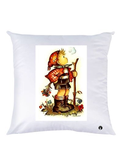 Cartoon Character Printed Throw Pillow White/Red/Black 30x30cm