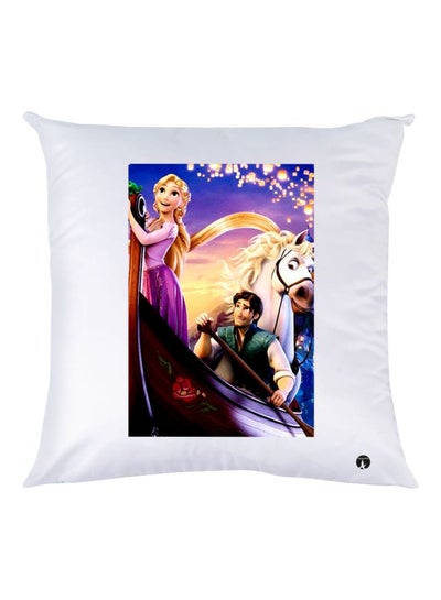 Cartoon Characters Printed Throw Pillow White/Blue/Pink 30x30cm