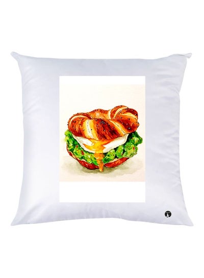 Burger Printed Throw Pillow White/Green/Brown 30x30cm