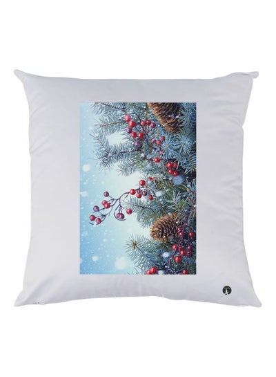 Cherry Fruits Printed Throw Pillow White/Blue/Red 30x30cm