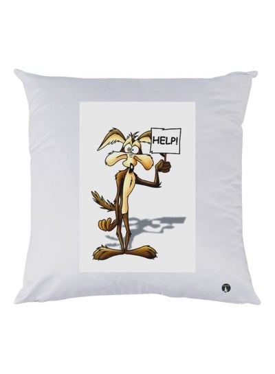 Cartoon Printed Throw Pillow White/Brown/Beige 30x30cm