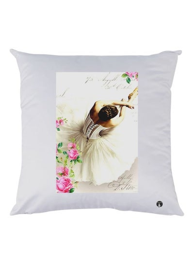 Girl Printed Throw Pillow White/Yellow/Pink 30x30cm