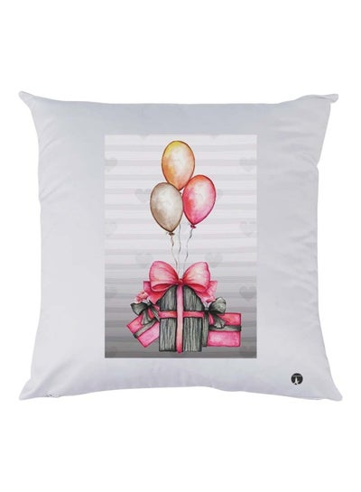 Balloon Printed Cushion Polyester White/Pink/Grey 30x30cm