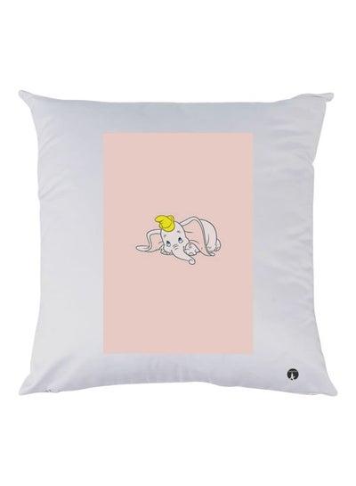 Elephant Printed Decorative Throw Pillow White/Pink/Yellow 30x30cm
