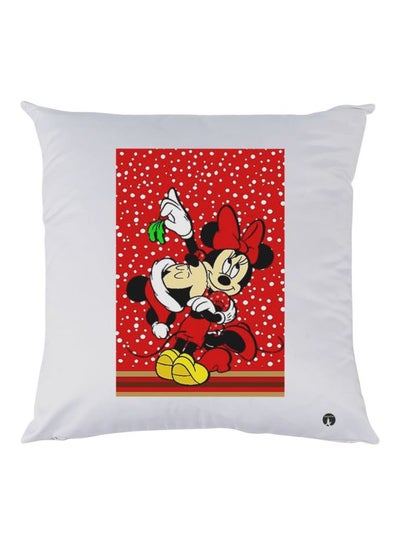 Mickey And Minnie Mouse Printed Decorative Throw Pillow White/Red/Black 40x40cm